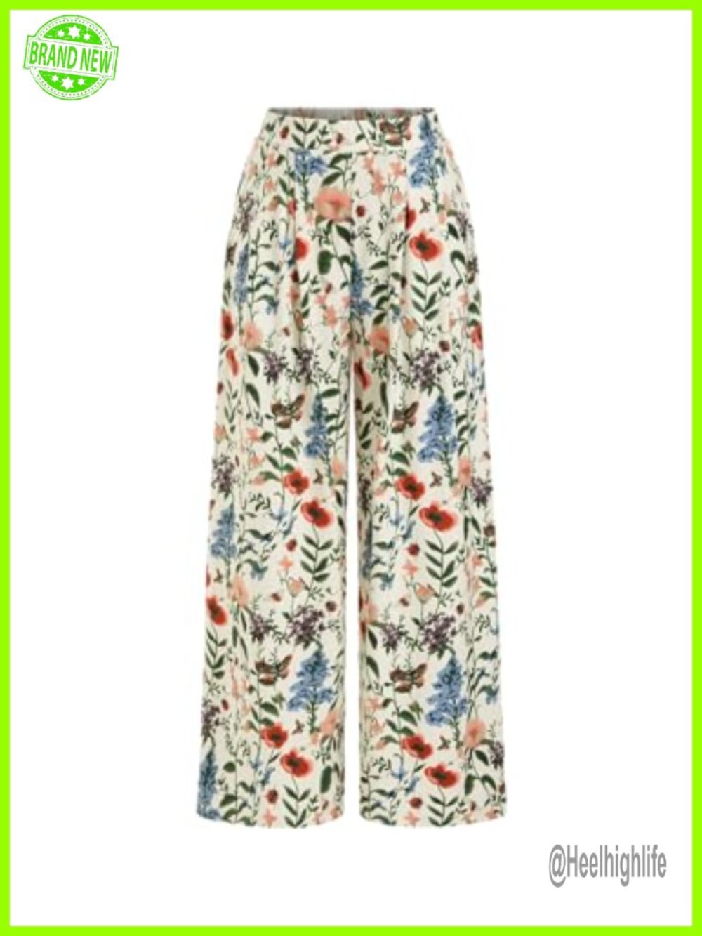 Wide Leg Palazzo Pants Floral High Waist Elastic Waist Boho Casual